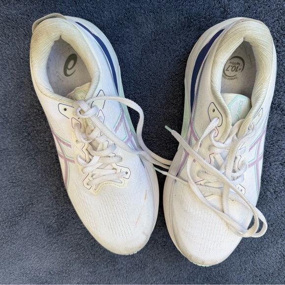 Asics Women's White and Navy Sneakers - Picture 1 of 4